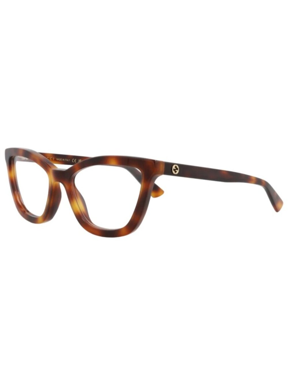 New Gucci Women's Eyeglasses Cat Eye Recycled Acetate Frame Havana Havana